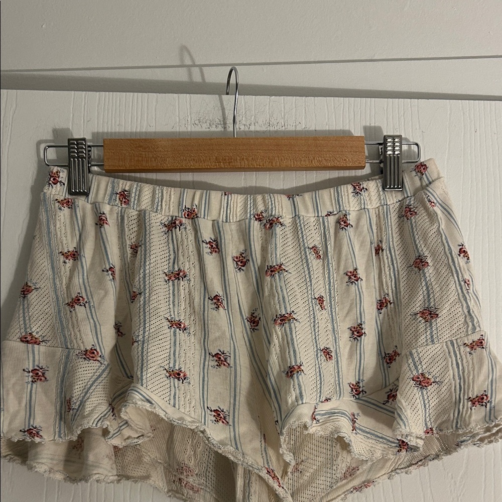 Sezane Floral Striped Shorts